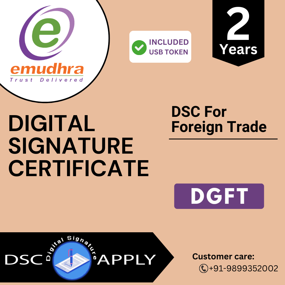 eMudhra DGFT DSC for Foreign Trade – 2 Years with Token