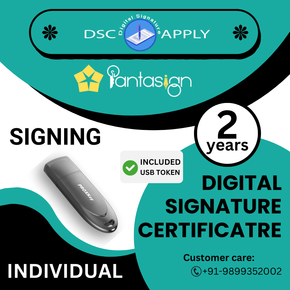 Pantasign Class 3 Individual Signing DSC For 2 Years with Token