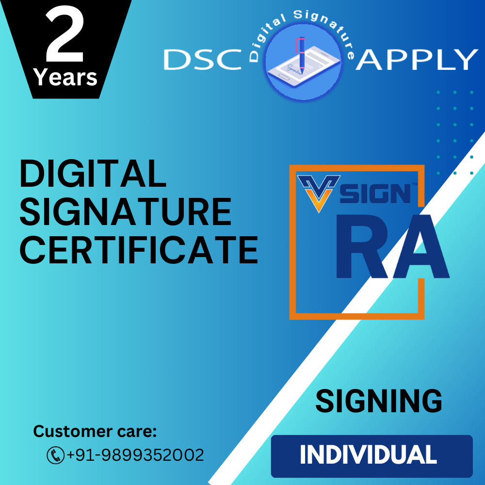 Vsign Class 3 Individual Signing DSC for 2 Years